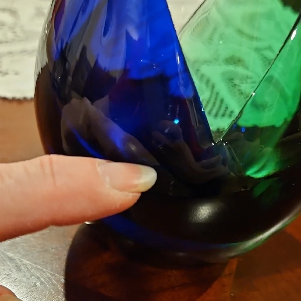 Hand Blown Glass Sommerso Mid Century Modern Tulip Teardrop Vase Polished Base